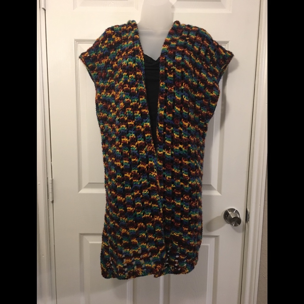 NEW Crocheted, Long Cardigan & Hat Set- Size M-L